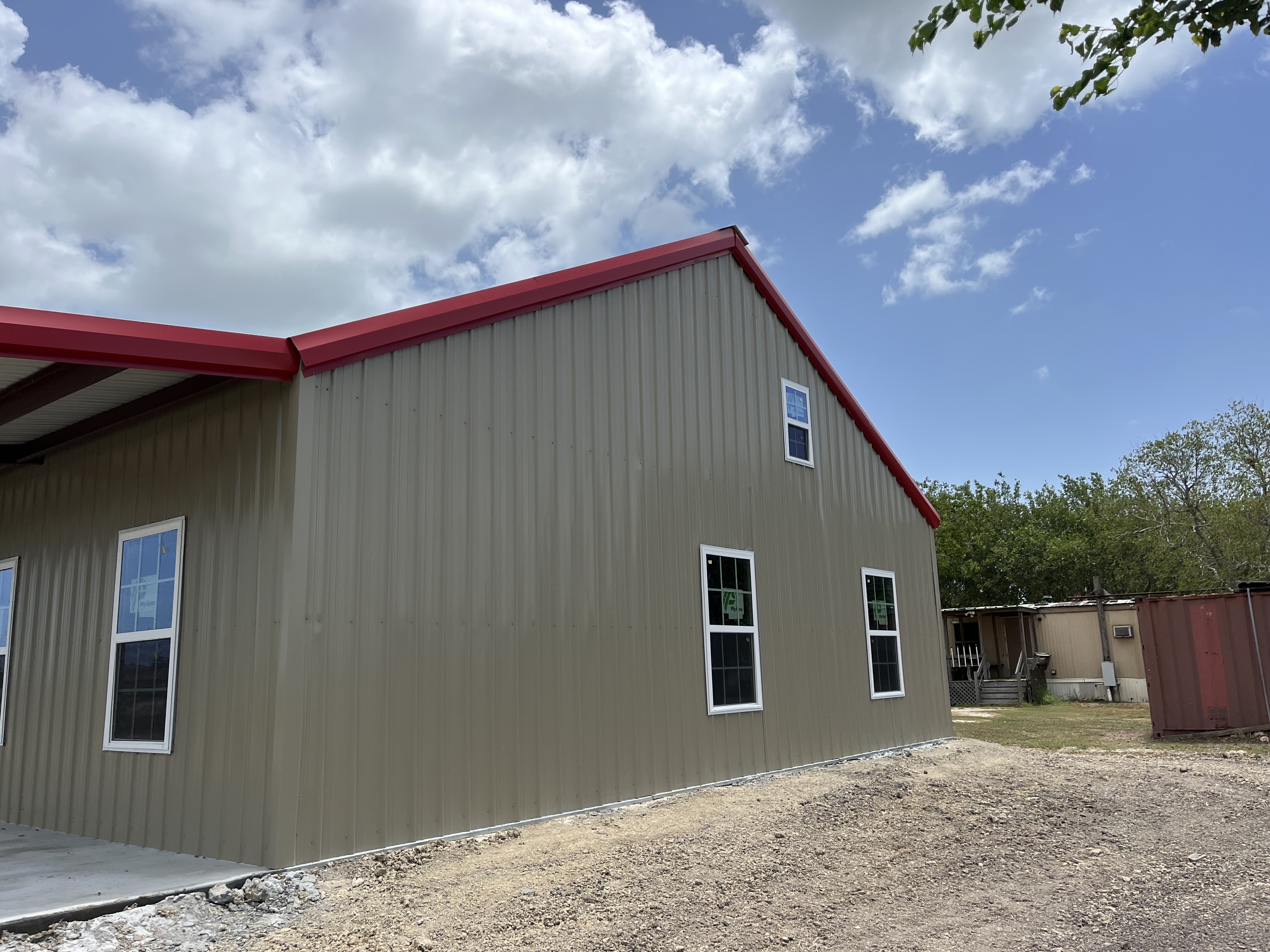 Metal building project photo showing completed exterior work