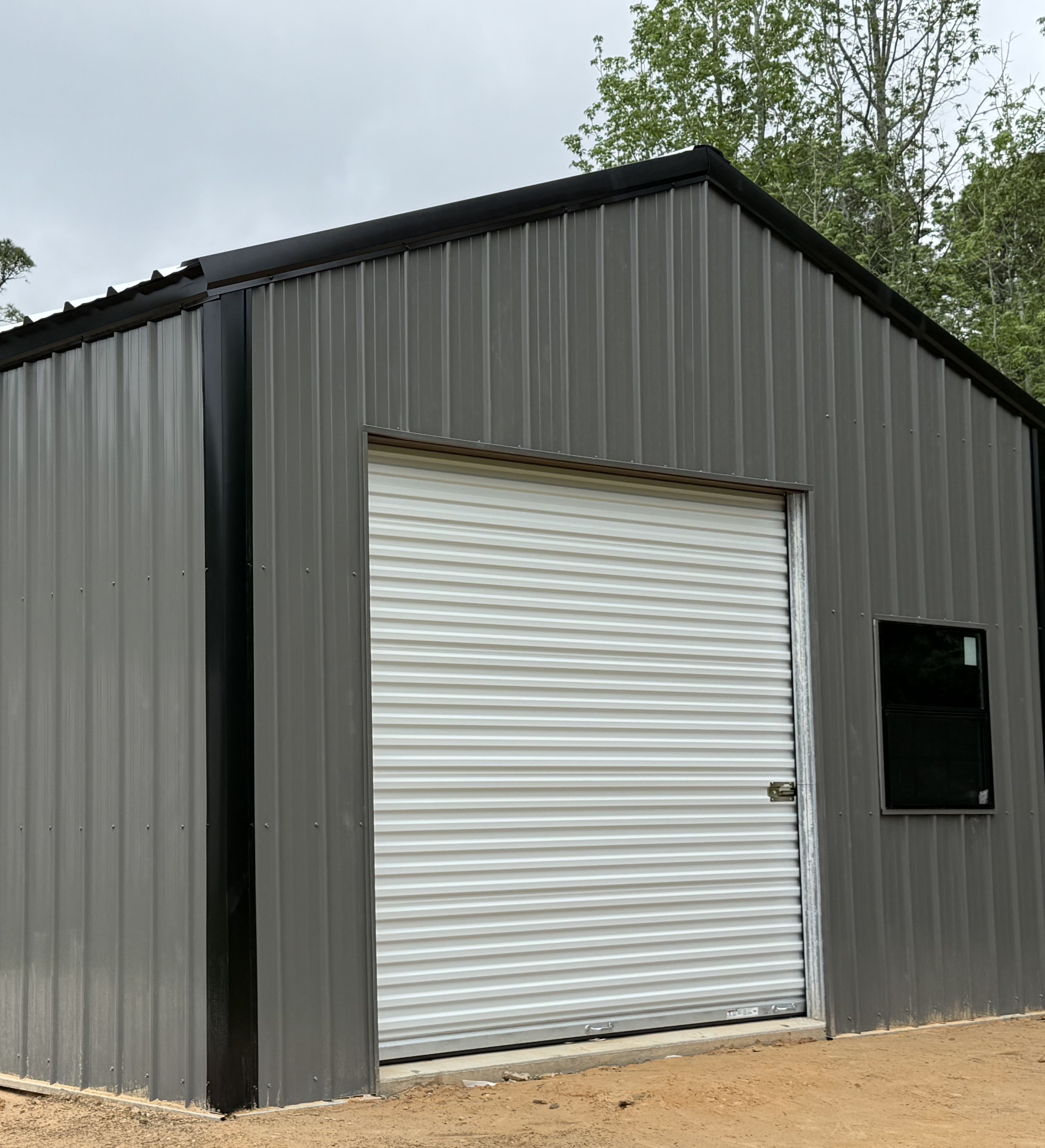 Steel building project photo showing a completed structure
